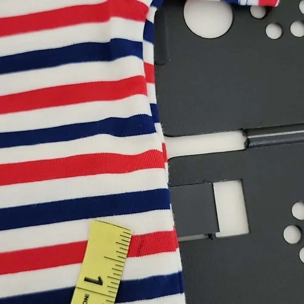 Kickee Pants Henley Romper in Print USA Stripe Red White Blue 3-6M‎ FLAWS